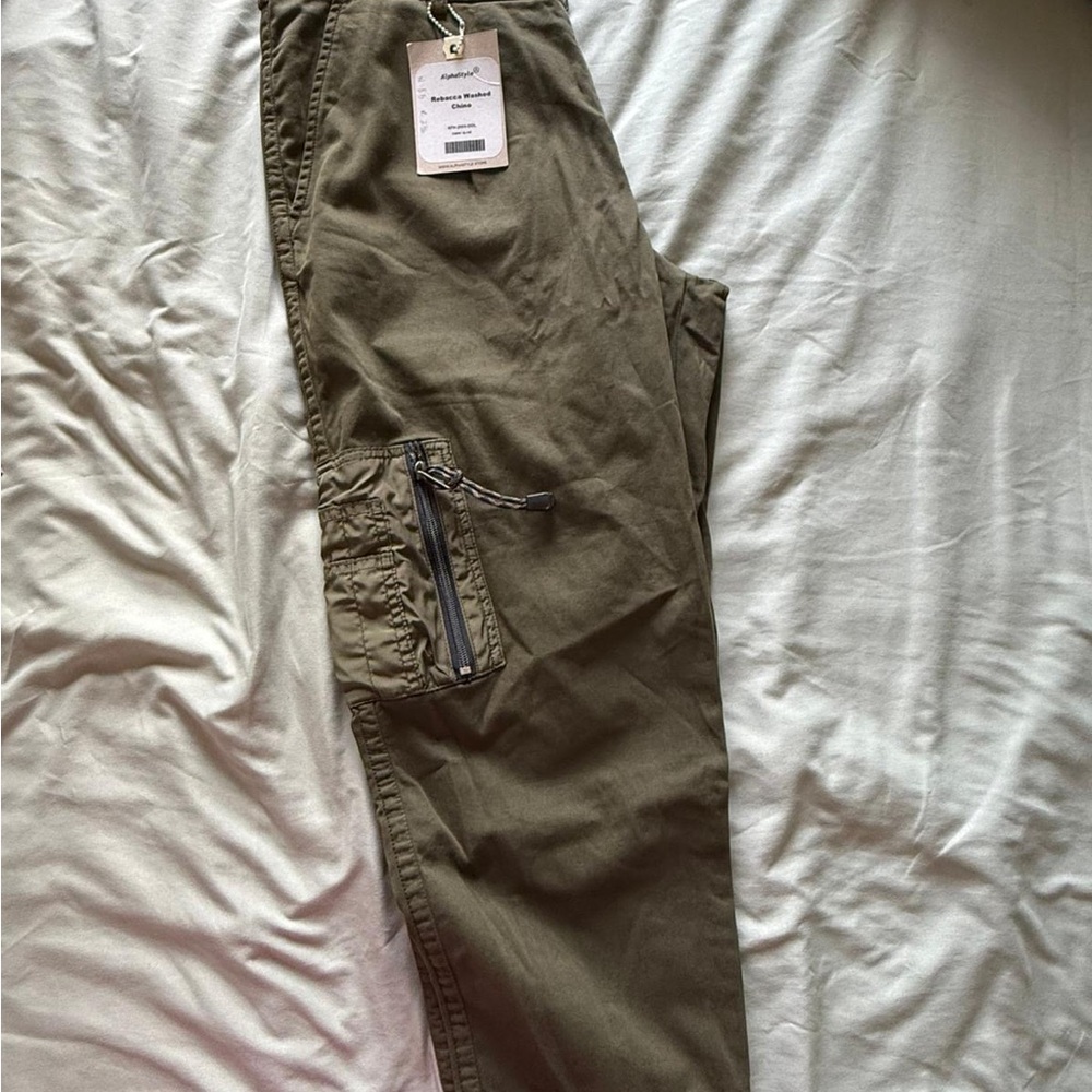 Green Cargo Pants with Durable Fabric